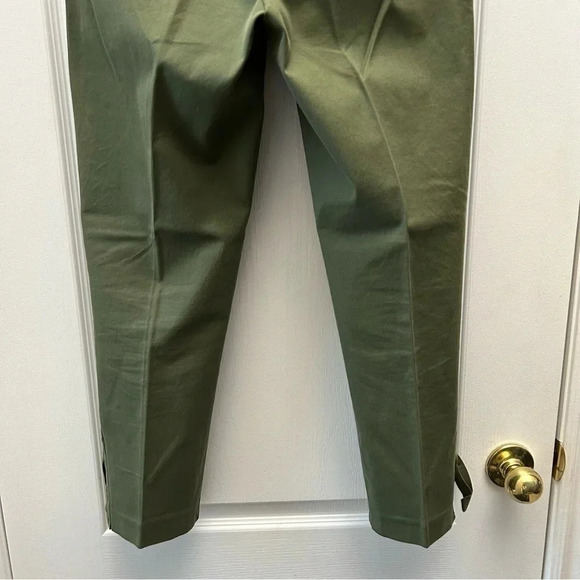 Banana Republic Avery Pant  Straight Leg Ankle Tie Cropped Chino Green 0 Short - Picture 9 of 16